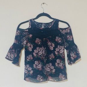 girls open shoulder top